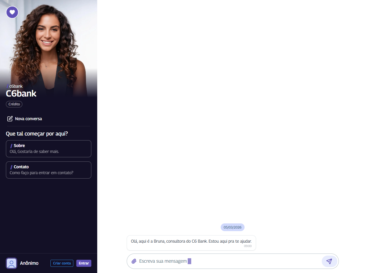 C6 Bank - tela inicial