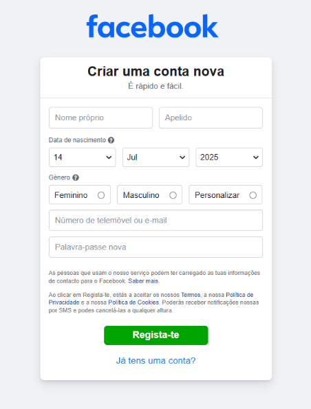Criar conta