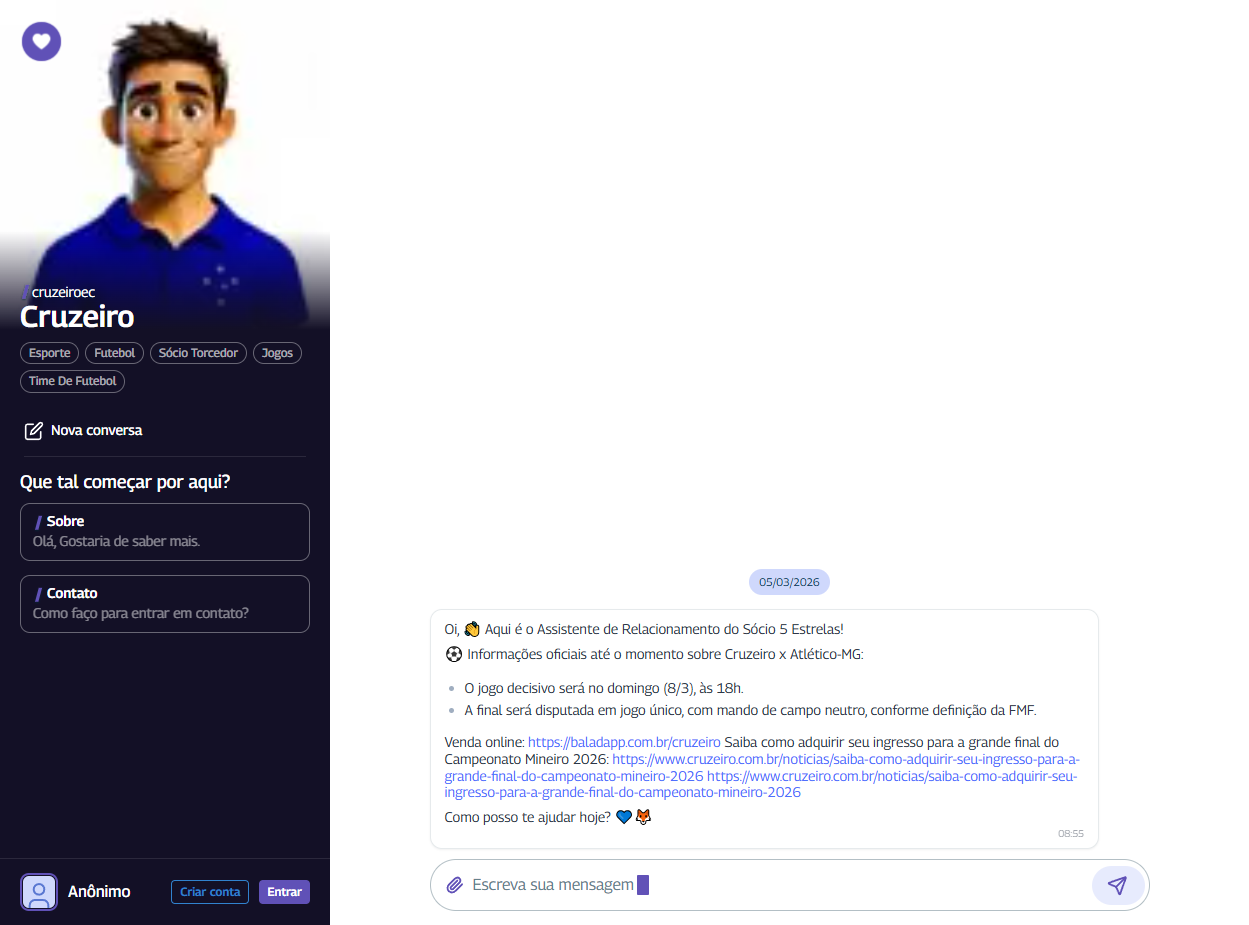 Cruzeiro - tela inicial