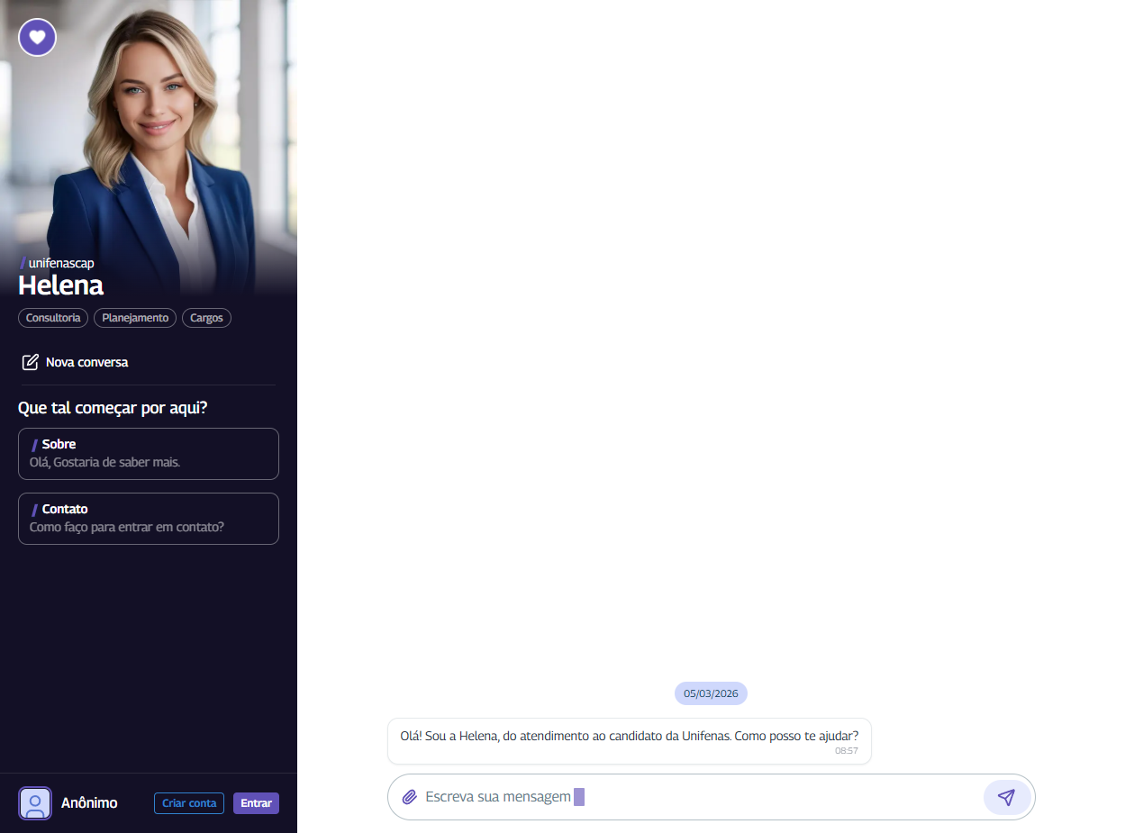 UNIFENAS Helena - tela inicial