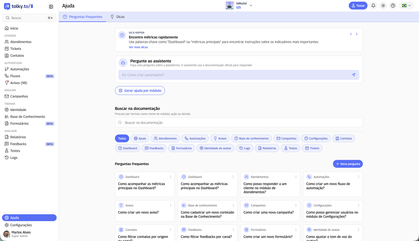 Página de Ajuda — Perguntas frequentes