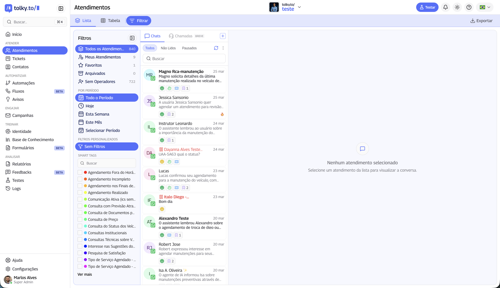 Nova interface da plataforma Tolky