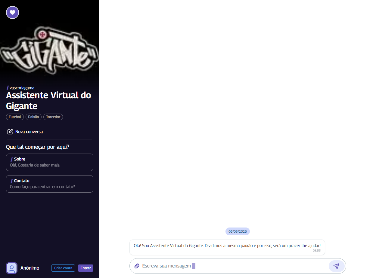 Vasco - tela inicial